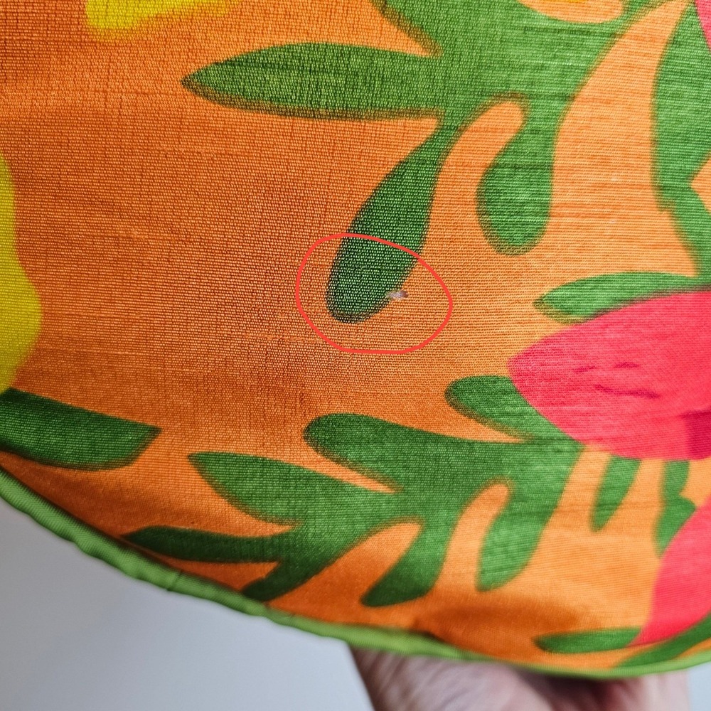 Pier 1 Imports Floral Round Throw Pillow 13" Orange Red Colorful Boho Maximalist - Picture 7 of 8